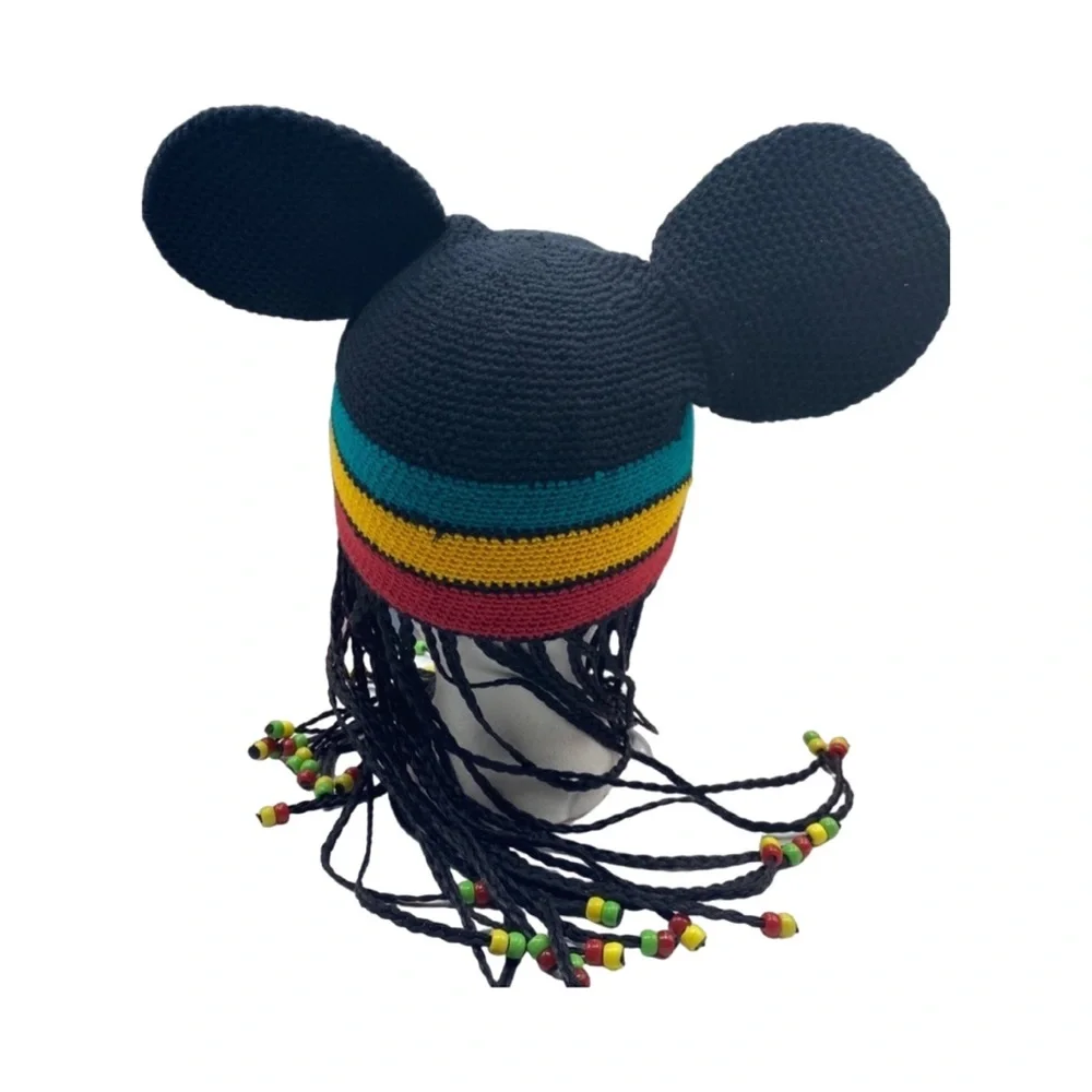 Walt Disney Mickey Jamaican Rasta Braids Beads Hat